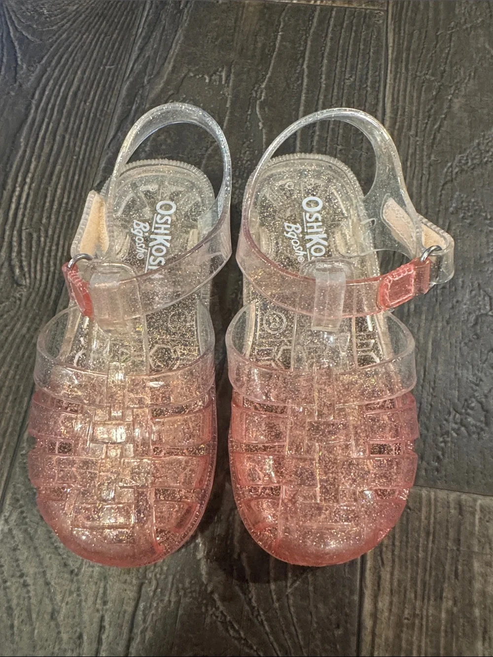 OshKosh B'gosh Pink Glitter Jelly Sandals with Clear Straps